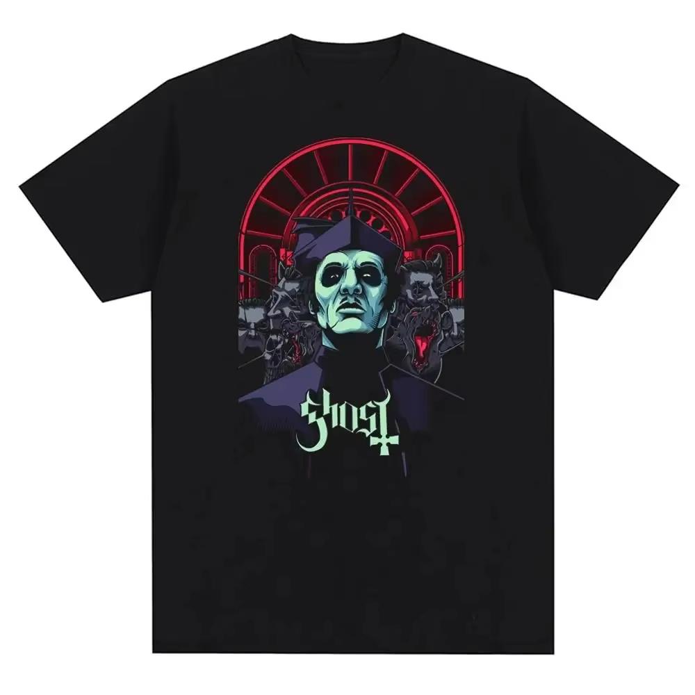 Новая футболка с графическим принтом Ghost Rock Мужская Женская Модная Повседневная Рок Уличная Одежда С коротким рукавом Большого размера Футболка Унисекс