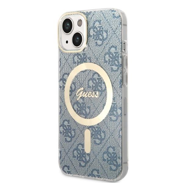 Guess GUBPP14MH4EACSB Case+ Charger Set iPhone 14 Plus / 15 Plus 6.7" blue/blue hard case 4G Print MagSafe