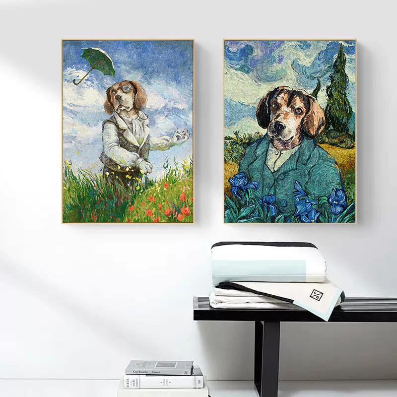 Винтажный бигль без зонтика, художественные постеры, холст, картина маслом, пейзаж, забавная собака, настенная картина для комнаты, домашний декор, Cuadros
