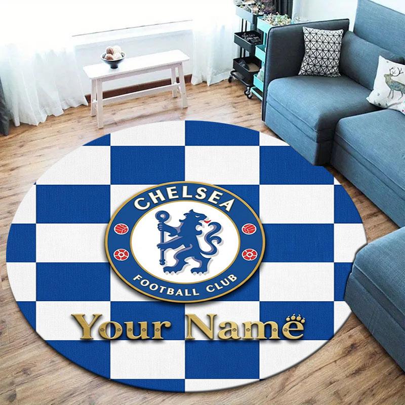 Chelsea F Custom Name Round Area Rug,Carpet Rug for Living Room Bedroom Sofa Playroom Decor,Non-slip Floor Mat
