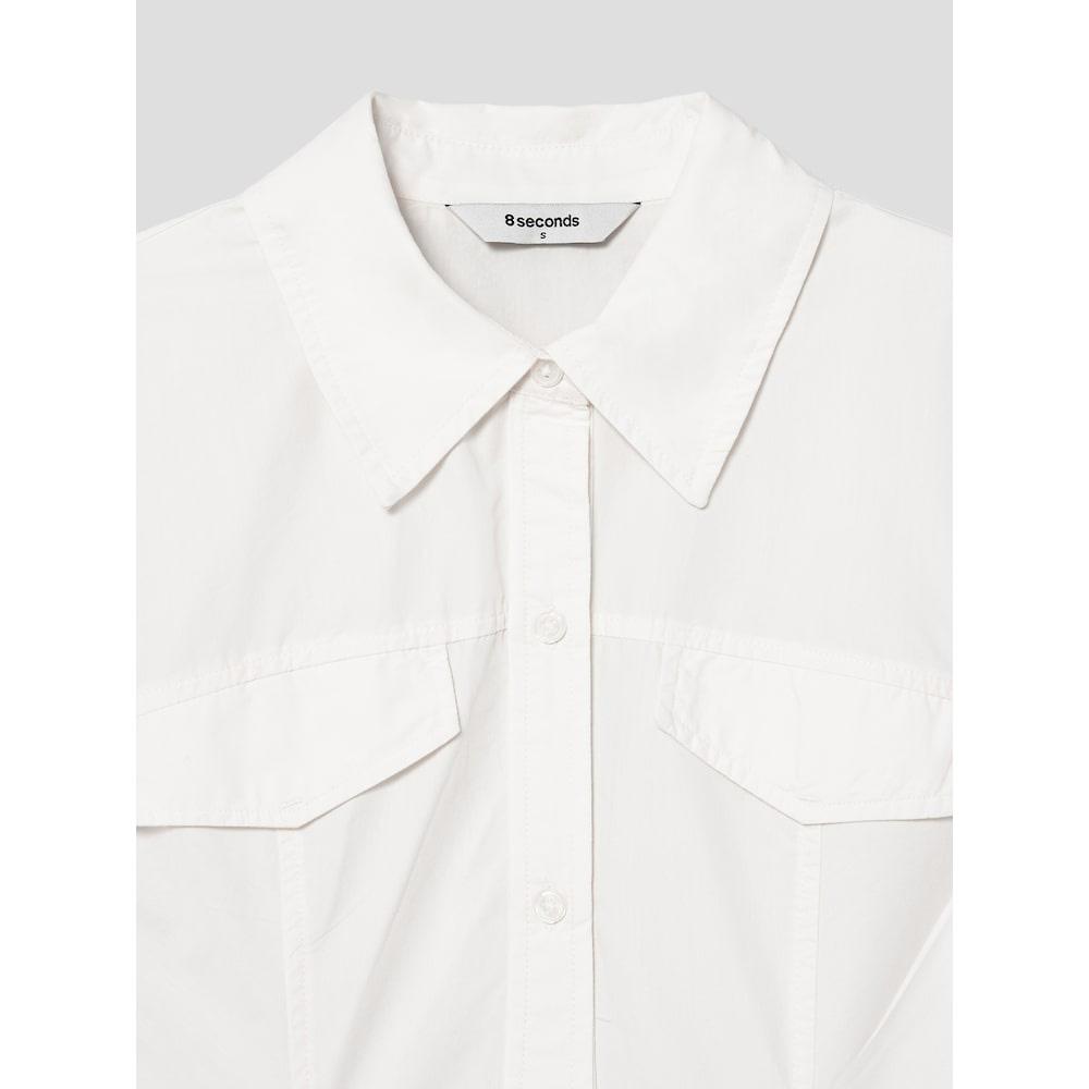 8SECONDS Shirred Shirt Mini Dress Ivory (324771Lye0)