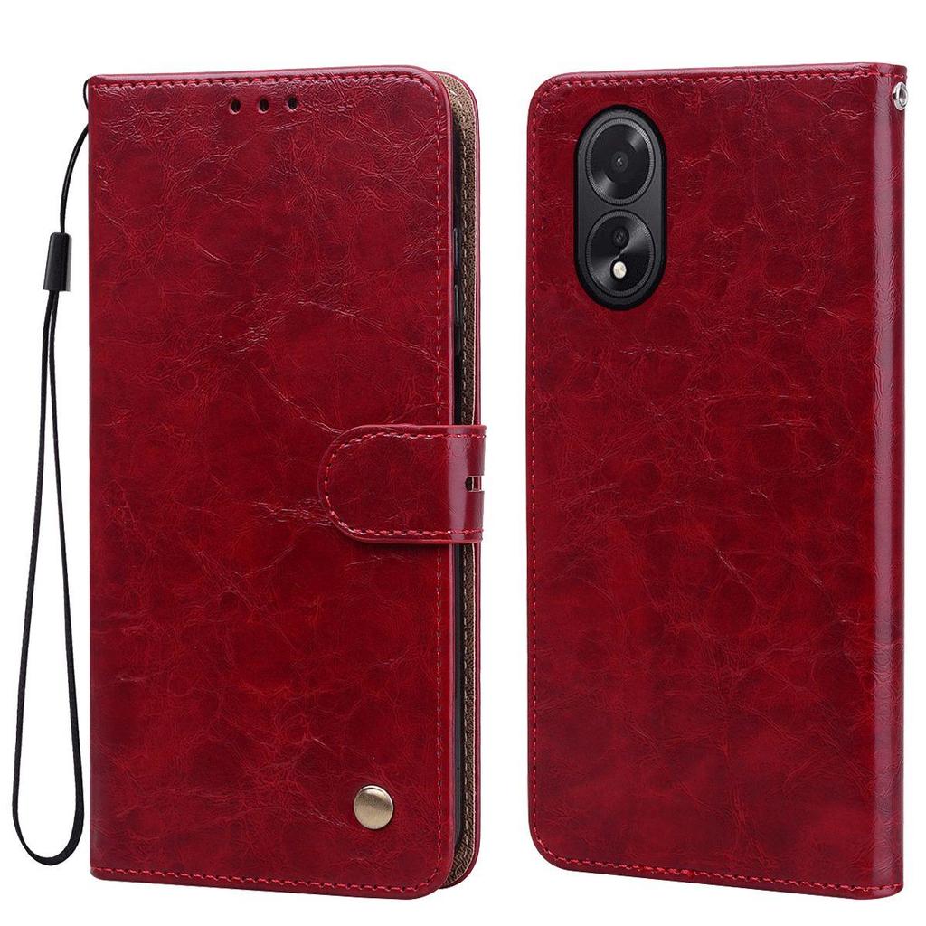 Винтажный чехол-бумажник с текстурой Crazy Horse из ПУ-кожи для OPPO A58 4G, A38 4G, A18 4G, с держателем для карт, подставкой, противоударный защитный чехол