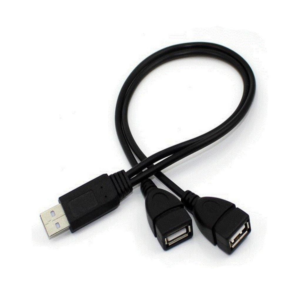 Dual USB Female Expansion Cable with USB A2.0 Male Connector Charging Data Cable for Simultaneous Charging