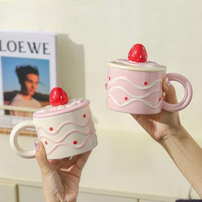 Клубничный Водяной Стакан Девочки Высококачественная Керамическая Кружка С Крышкой Домашний Завтрак Кофейная Кружка Подарок на День Рождения Сувенир