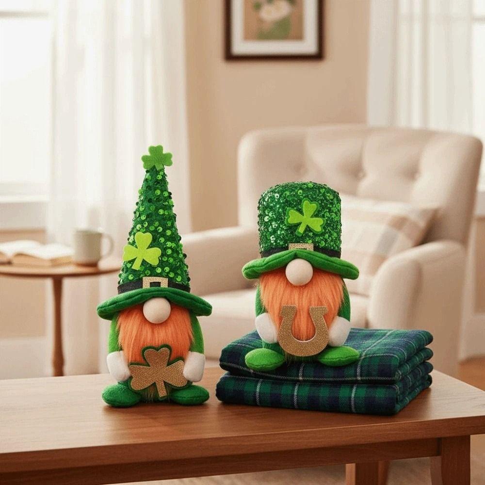 Crafts Leprechauns Doll Ornament Creative Plush Green Figurine Easter Day Ornament Shop