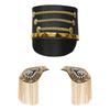 Kids Majorette Costume Accessory Set Vintage Hat with Tassel Epaulet Shoulder Boards for Halloween Cosplay