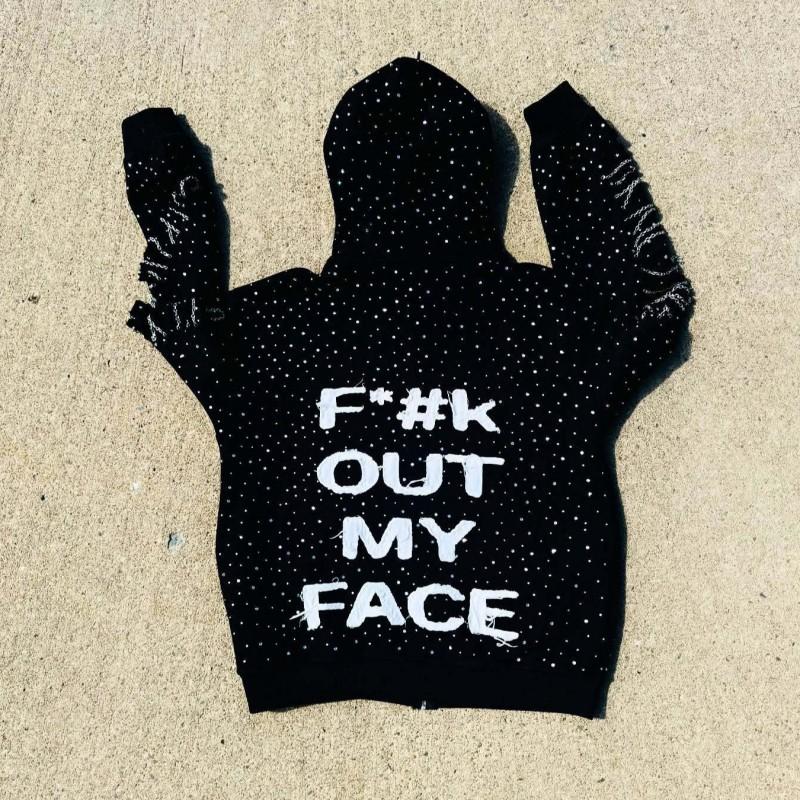 Oversized Unisex Streetwear Hoodie With 3D Starry Alphabet Print Black Loose Fit Fall Casual Sweatshirt
