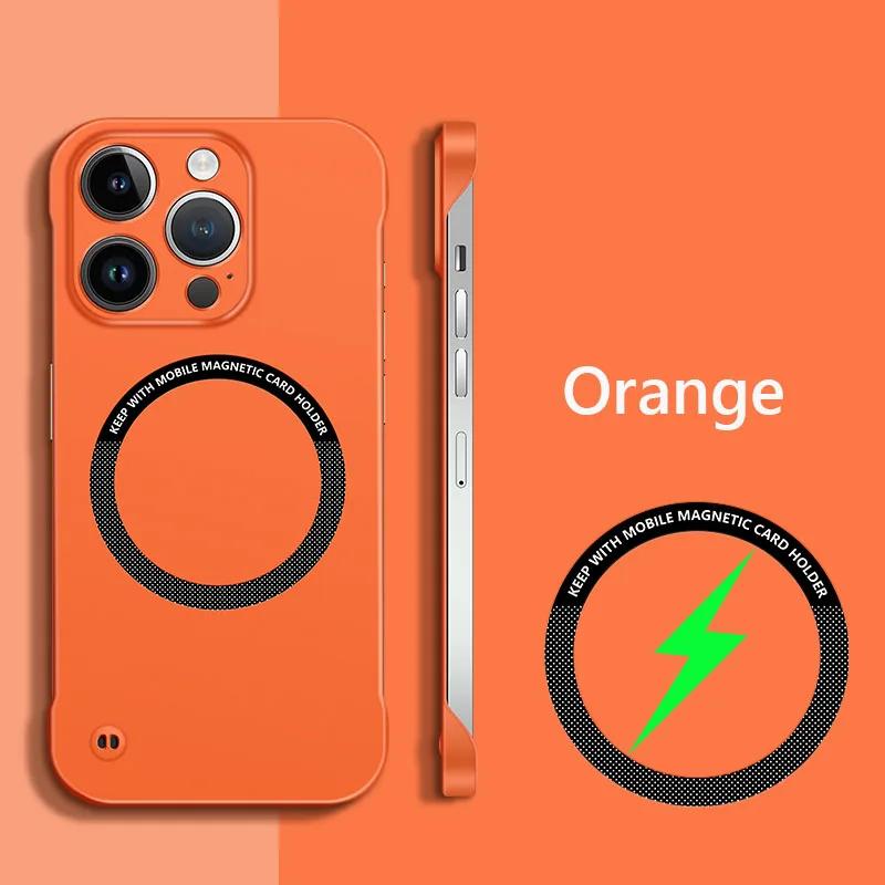 Безрамный магнитный чехол Magsafe Slim для iPhone 16 13 12 15 Pro Plus Max X XS Max XR с беспроводной зарядкой, твердый задний чехол