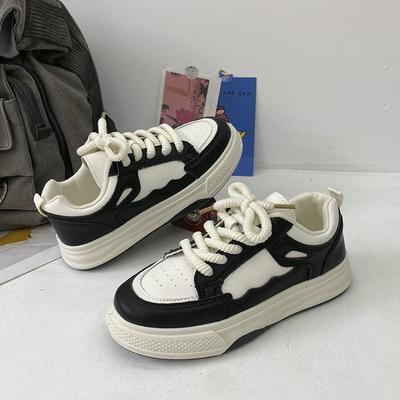 Обувь Splicing Color Board, детская осенняя новинка, модная универсальная белая обувь для студентов на толстой подошве