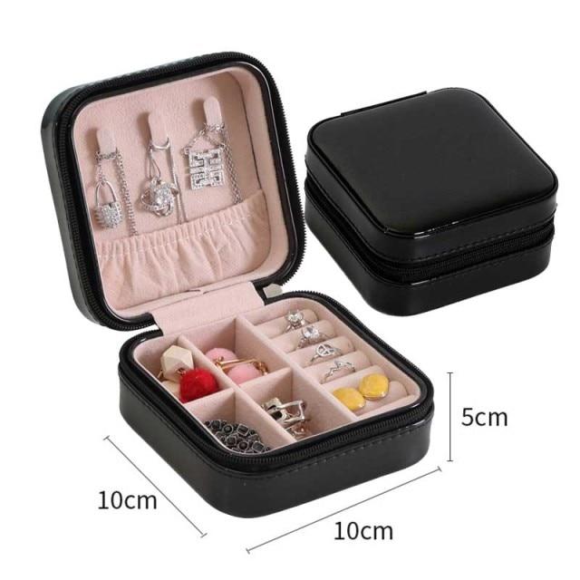 Portable Jewelry Box Jewelry Organizer Display Travel Jewelry Case Boxes Leather Storage