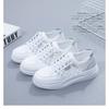BKQU Женская обувь Летняя мода Повседневная белая кружевная дышащая сетчатая платформа плоские женские кроссовки