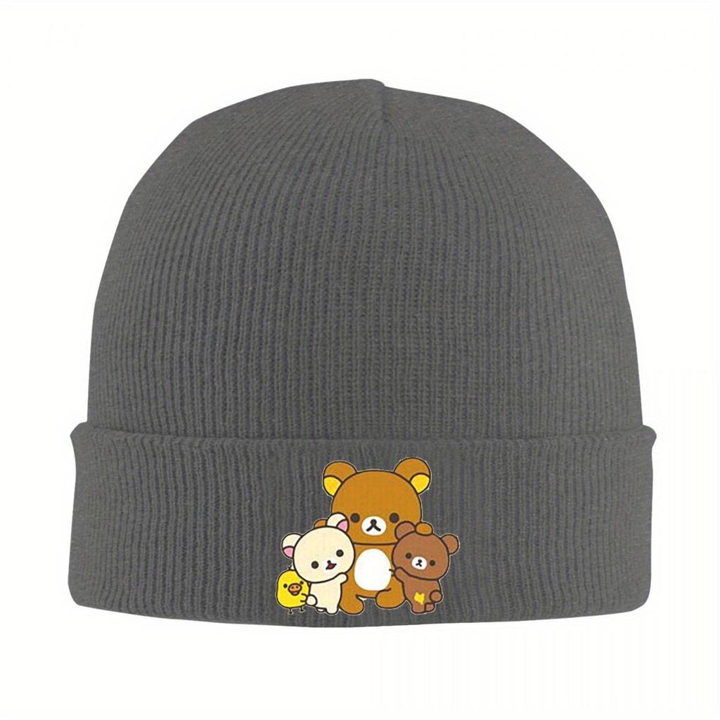 Шапки-бини Rilakkuma Korilakkuma Шапки-колпаки Шапки-бини с узором Шапки-бини Зимние Повседневные Мужские Женские Термоэластичная Шапка для улицы