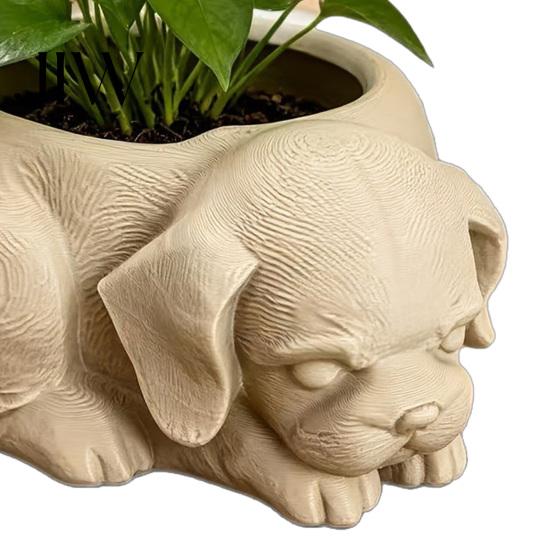 Decorative Tabletop Animal Ornament Cute Puppy Planter, 3D Printed Plant Pot, Unique Indoor Small Holder Dog Shaped Planter Pot for Succulents