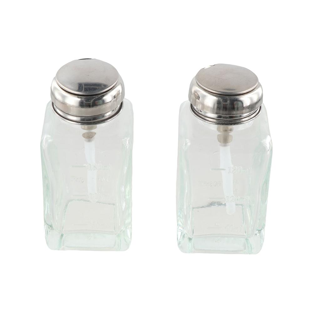 Square Clear Refillable Bottle Glass Liquid Pump Dispenser Bottle Makeup Remover