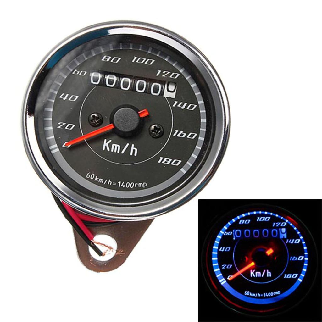 Motorcycle Speedometer Backlight Accurate Scale Universal Retro LED Odometer Gauge