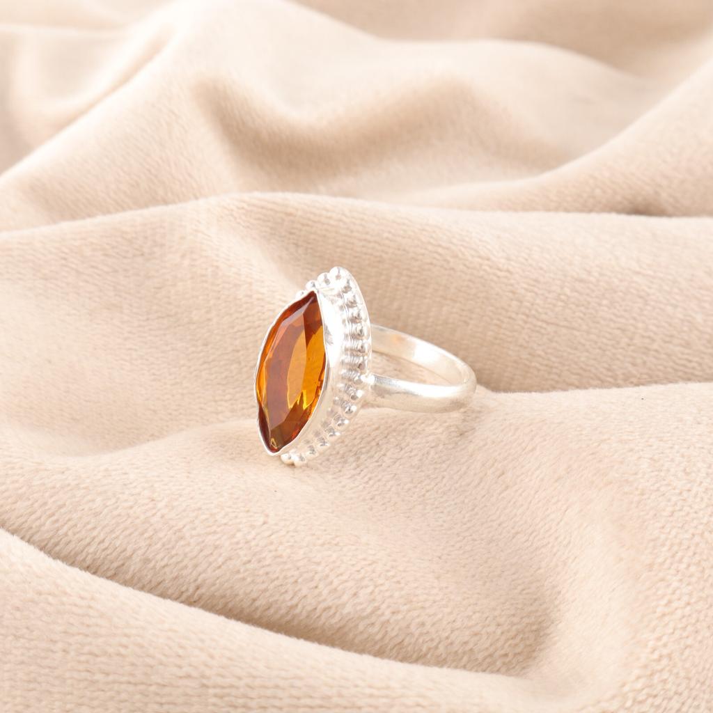 Natural Citrine Gemstone 925 Sterling Silver Jewelry Handcrafted Statement Ring RR-25-6