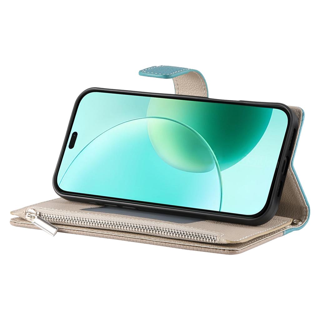 Для Honor 400 5G (Глобальный) Чехол-кошелек на молнии, кожаный откидной чехол для телефона с ремешками, цветная вставка