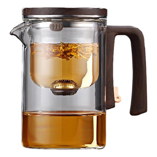 Стеклянный чайник для заваривания 520/720/900 мл с заварочным устройством, деревянной ручкой, термостойким носиком без подтеков, водоотделительным чайником, легко чистящимся для холодной воды