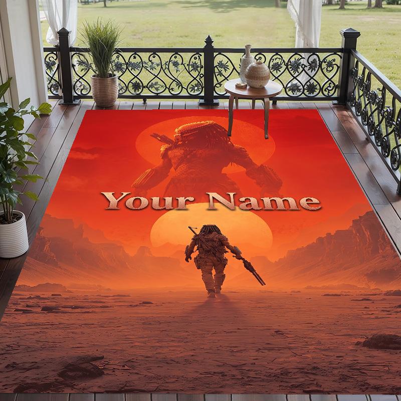 Custom Text Predator Pattern Floor Rug Soft Indoor Carpet Mat Living Room Bedroom