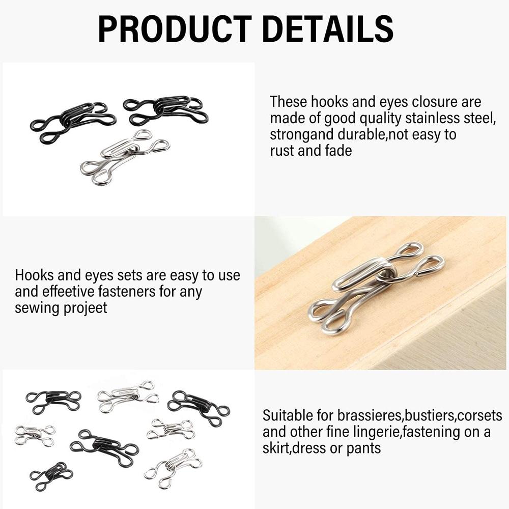 100Pairs Invisible Sewing Hook and Eye Closure for Clothing Bra Jacket Hooks Replacement Sewing Craft Buckle Garment Accessories