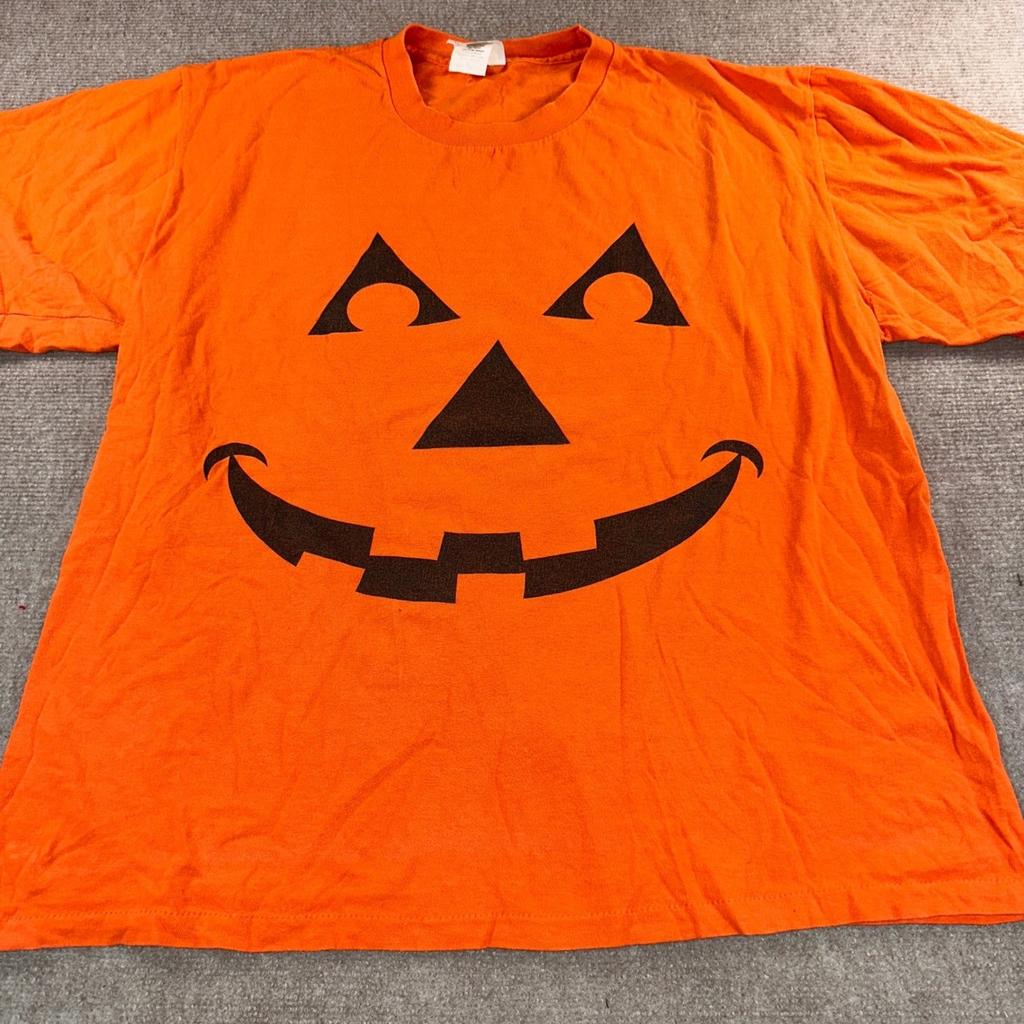LTS Enterprises Jack-O-Lantern Halloween T-Shirt Orange Pumpkin Face Mens L Unisex T-Shirt
