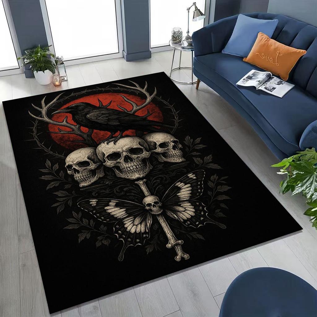 Viking Oding Raven Crow Huginn Muninn Norse Mythology Rug for Bedroom Living Room Sofa Home Doormat Decor,Kid Non-slip Floor Mat