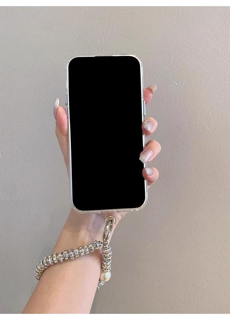 Lux Shell Texture Camellia iPhone 17 Pro Max Case with Apple 16 Rhinestone Bracelet for 15 PM