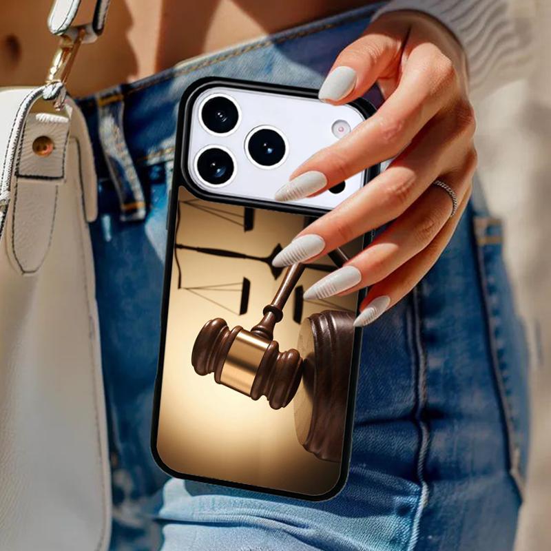 Чехол для телефона Судья Закон Молоток Правосудие Для iPhone 17 Air 14 15 13 12 Max Чехол Для Apple 14 15 16 16e 11 Pro Max Plus Coque