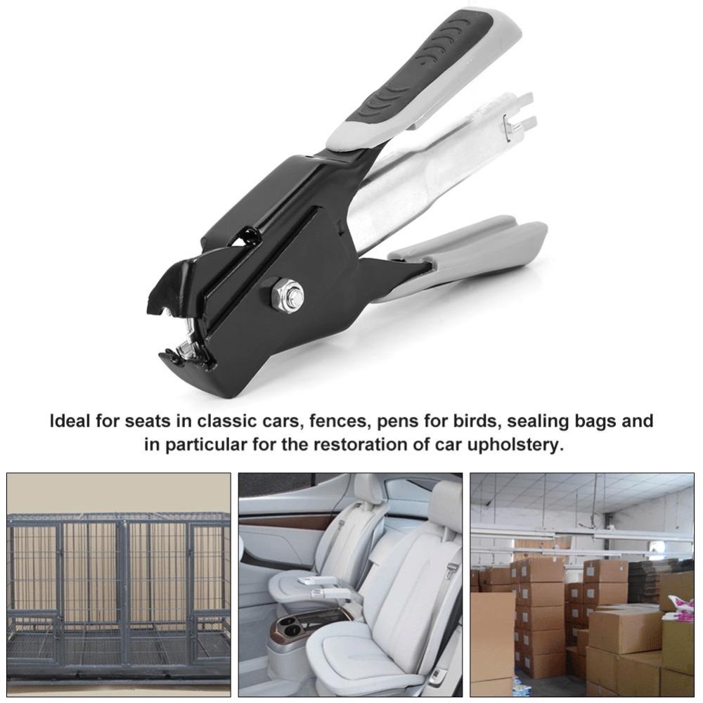 Spring-Loaded C-type Hog Ring Pliers Auto Feed Staple Plier  for Animal Fence and Mattresses