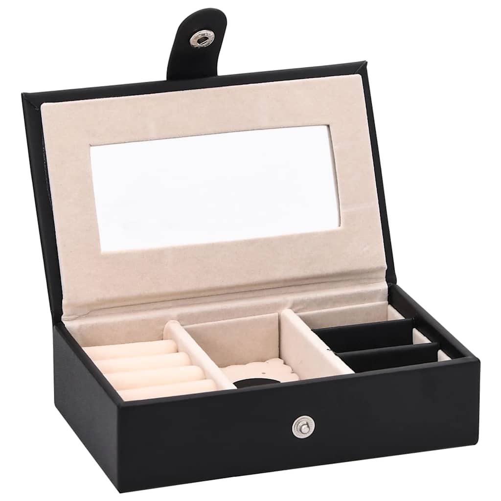 Jewelry Box 3 Tier with Mirror Lockable Black