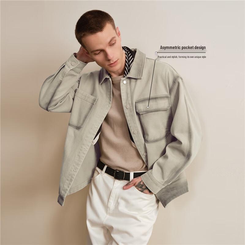 Giordano Men's Designer Washed Cotton Denim Jacket