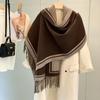 Luxury Women's Double-Sided Cashmere-Feel Scarf with Tassels – High-End, Versatile, Warm Shawl for Autumn and Winter