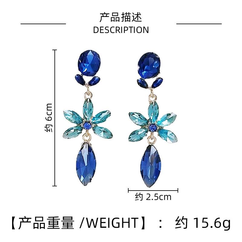 Серьги-капли с синим цветком из циркона, французские легкие, роскошные, высококачественные серьги-гвоздики, индивидуальный дизайн, женские серьги