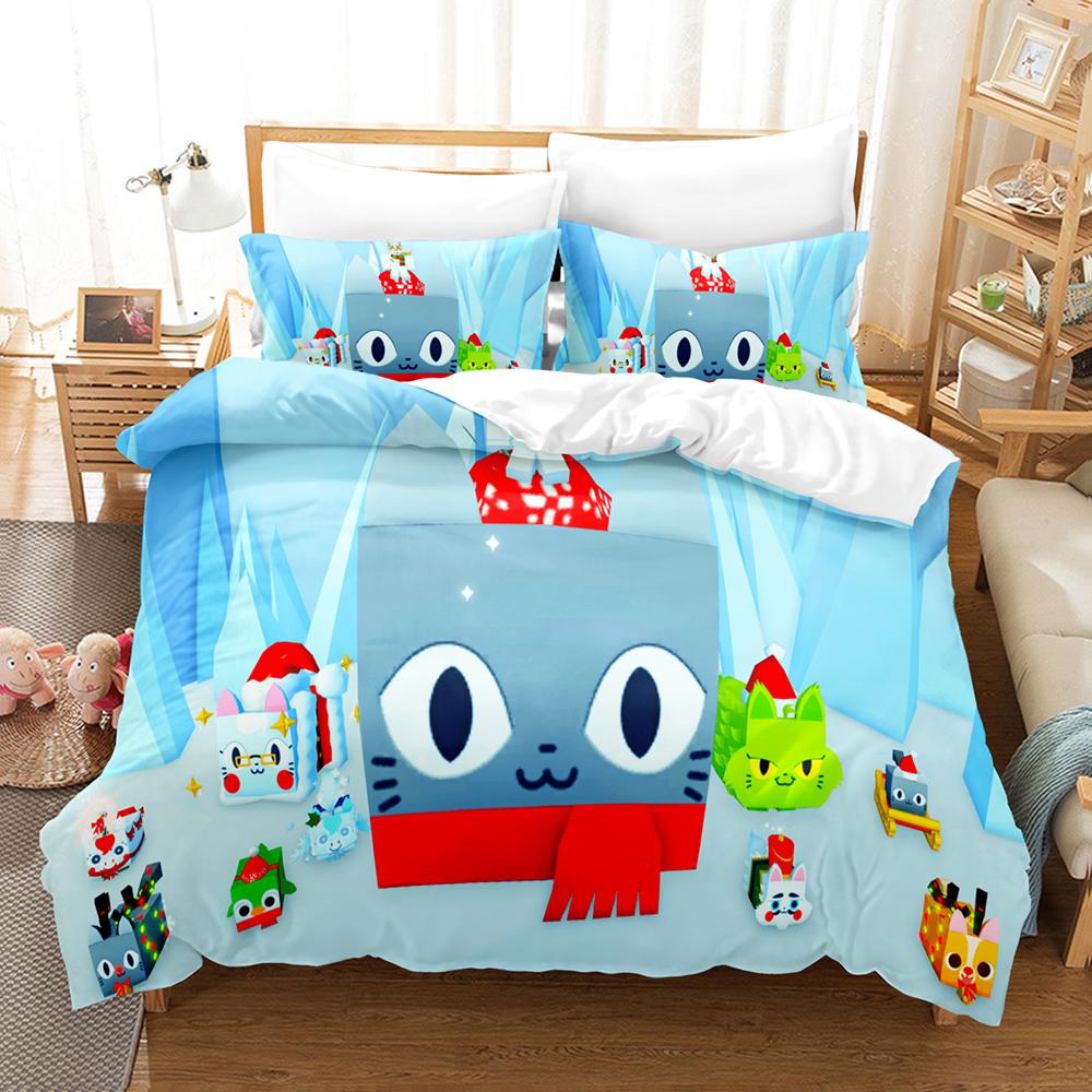 Игры Cute Pet Simulator X 3D печать Комплект постельного белья Односпальная кровать Двуспальная кровать King Bed Set Детская спальня Пододеяльник Комплект Домашний текстиль