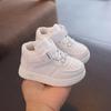 2024 Autumn Kids' Mid-Top Velcro Sneakers: Soft Sole, White, Breathable, Trendy Casual Sports Shoes