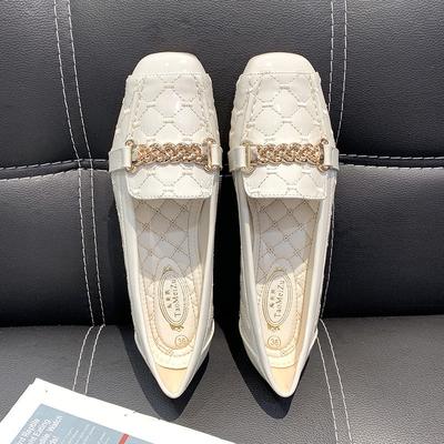 Роскошные женские квадратные туфли с плоской подошвой, удобные маленькие кожаные туфли из мягкой кожи с мягкой подошвой, повседневные износостойкие рабочие туфли