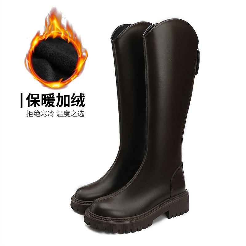 Осень и зима новые рыцарские сапоги на толстом каблуке на заказ в британском стиле, но сапоги до колена женские на заказ с застежкой-молнией сзади женские сапоги-сигареты