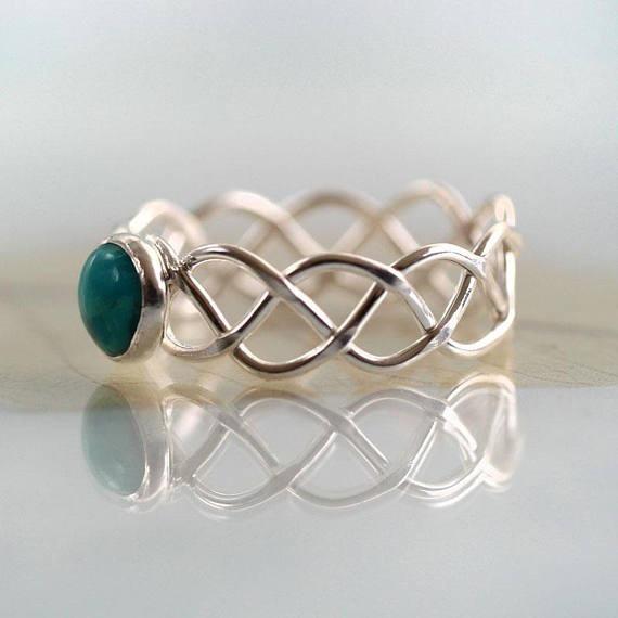 Turquoise Inlaid Gemstone Ring - European & American Creative Style Women's Fashion Jewelry