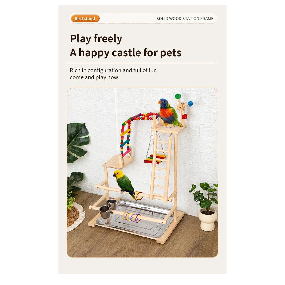 Solid Wood Bird Stand Zanthoxylum Training Playground Platform Hand Parrot Bird Supplies Birdcage Model