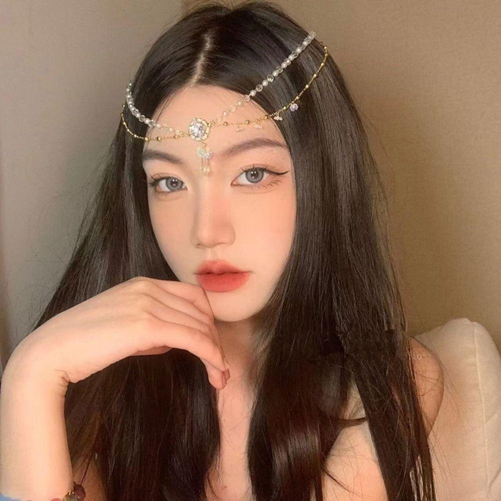 Праздничные Жемчужные Фото Реквизит Новогодний Боковой Зажим Аксессуары Для Волос Хрустальная Цепочка На Голову Подвеска На Брови