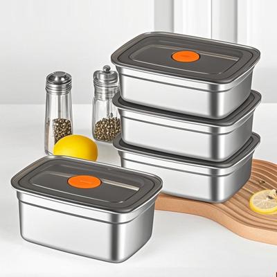 Ланч-бокс с крышкой, штабелируемые контейнеры для закусок, герметичный контейнер для еды из нержавеющей стали для фруктов
