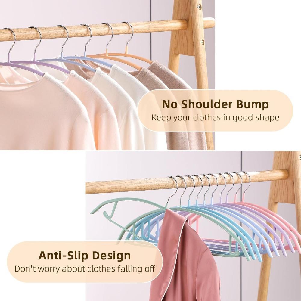 No Hangers Sweater Clothes Hangers Shoulder Bump Duty Coat Hangers Non Slip Pvccoating Metal Hangers For Sweaters Suits Dresses Jackets