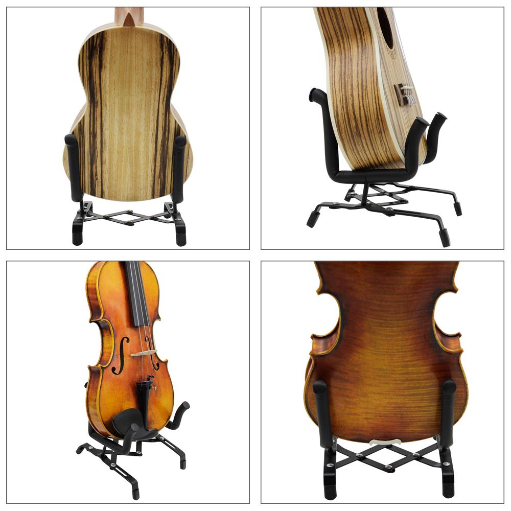 Universal Foldable Ukulele Violin Stand Bracket Adjustable Metal Holder for Ukuleles 4 4 3 4 1 2 1 4 Violins Black