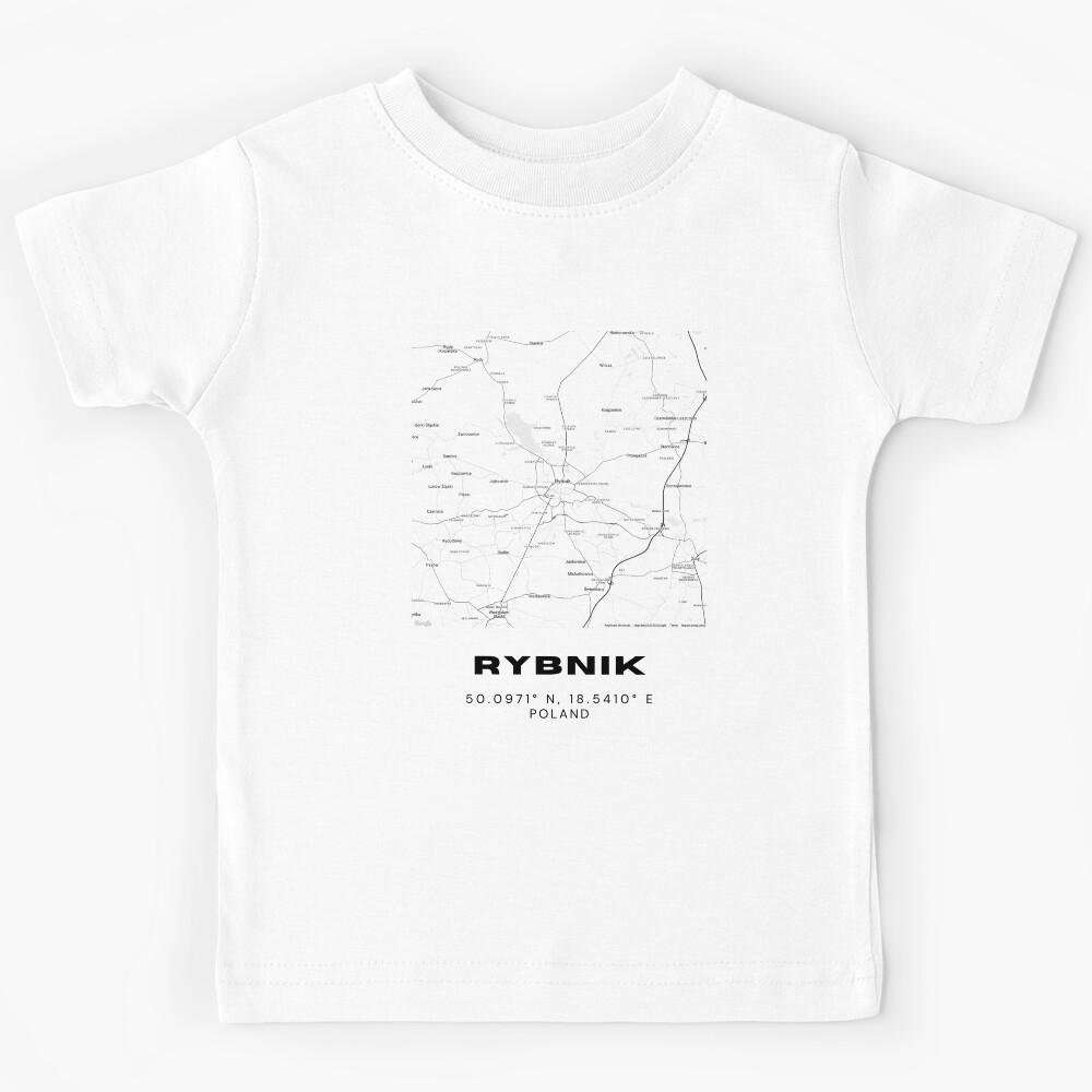 Rybnik Poland Map | Minimalist Black and White City Poster Kids T-Shirt