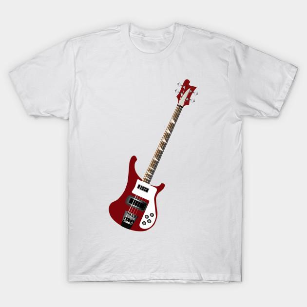 Азиатский размер Мужская черная футболка с принтом Бас-гитара Rickenbacker Печать методом термопереноса без вырезки Хлопковая футболка