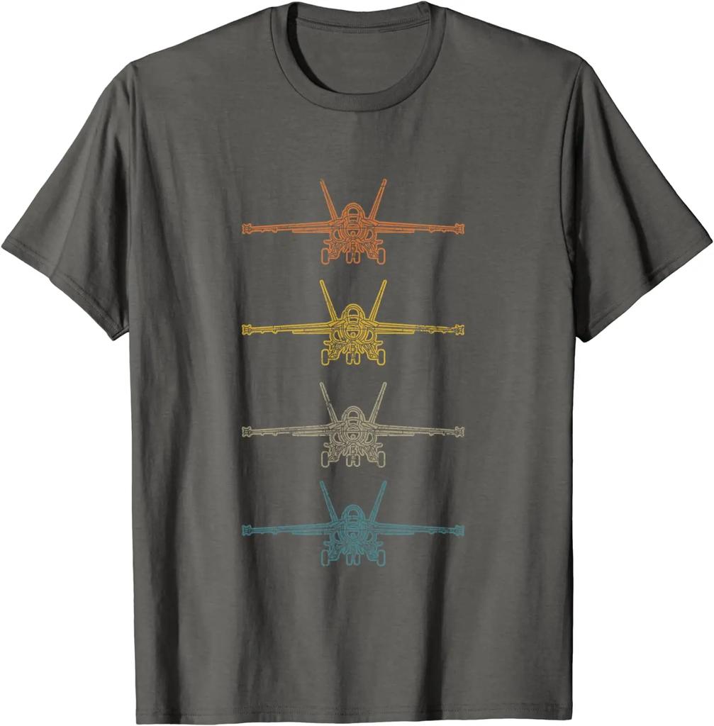 Retro F18 Hornet Schematic F18 Fighter Jet Lover Unisex TShirt Short Sleeve Casual 100 Cotton ONeck Summer Shirt