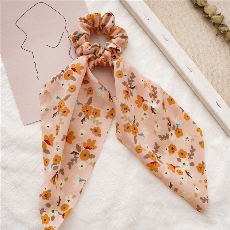 Chiffon Printing Flower Bandana Hair Scarf Headband for Women Vintage Long Ribbon Scrunchie Beach Bandanas Hair Accessories
