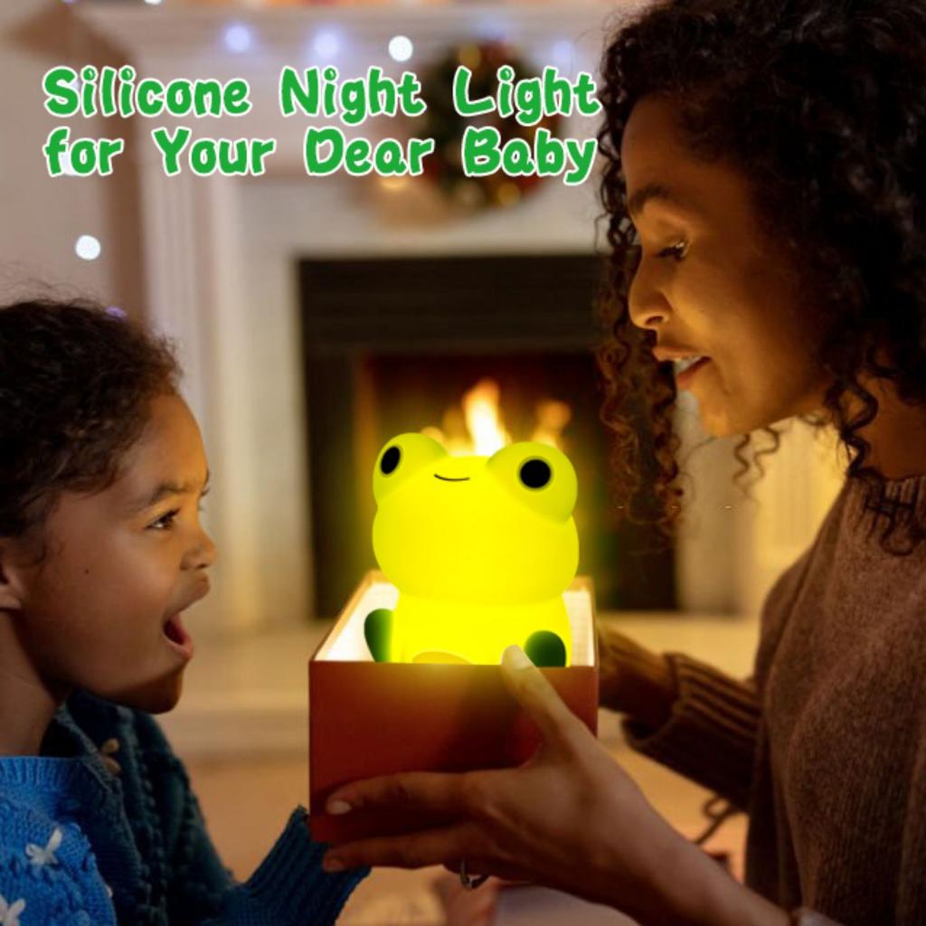 D2 Night Lamp for Kids Frog Silicone Sleeping Night Light Dimmable Timer Rechargeable Colorful Light Room Decor Children Gifts