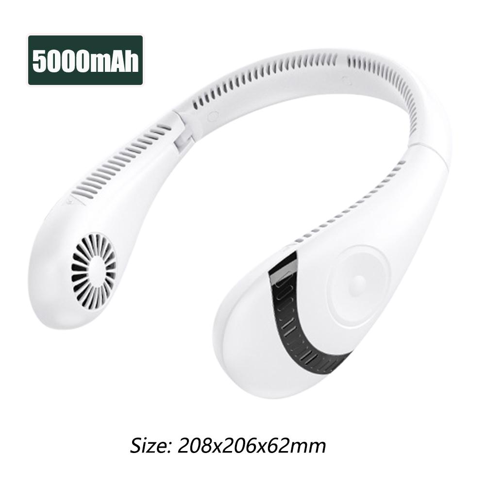 Новый портативный подвесной вентилятор на шею 5000 мАч USB перезаряжаемый безлопастной бесшумный спортивный вентилятор Летний уличный вентилятор с воздушным охлаждением Носимый вентилятор с шейным ремешком