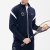 Fila Athletics Tennis Logo Sports Knitted Stand Collar Jacket Men Jackets Royal-Blue A11M213504F-NV